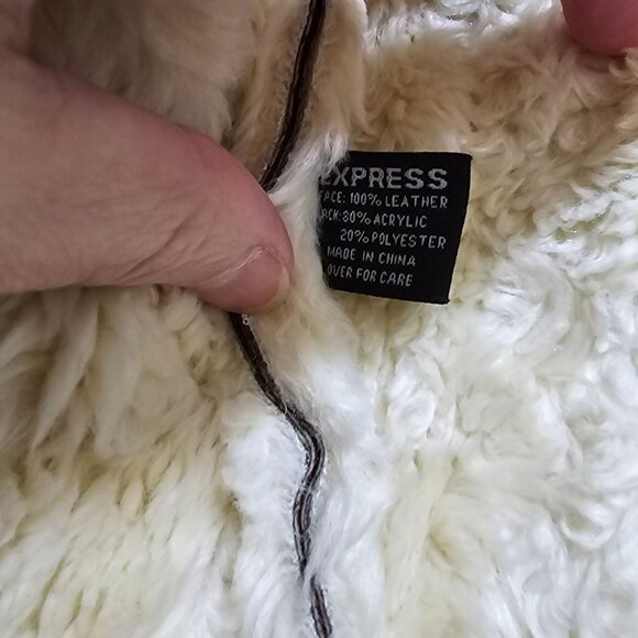 Express Women's Brown Suede Jacket With Faux Shearling Lining Size 9/10 Warm & S - Picture 6 of 11